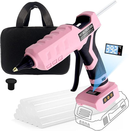 100W Cordless Hot Glue Gun for Dewalt 20V MAX Battery with 20PCS Full Size Glue Sticks, Digital Temperature Adjustable High Temp Glue Gun for Arts Crafts DIY Home Repair(Tools only)