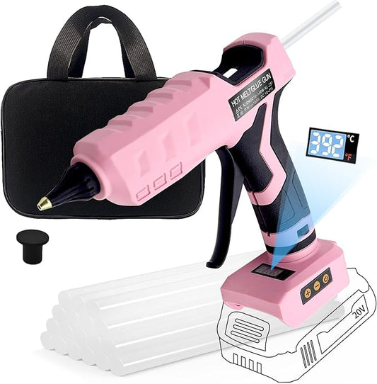 100W Cordless Hot Glue Gun for Dewalt 20V MAX Battery with 20PCS Full Size Glue Sticks, Digital Temperature Adjustable High Temp Glue Gun for Arts Crafts DIY Home Repair(Tools only)