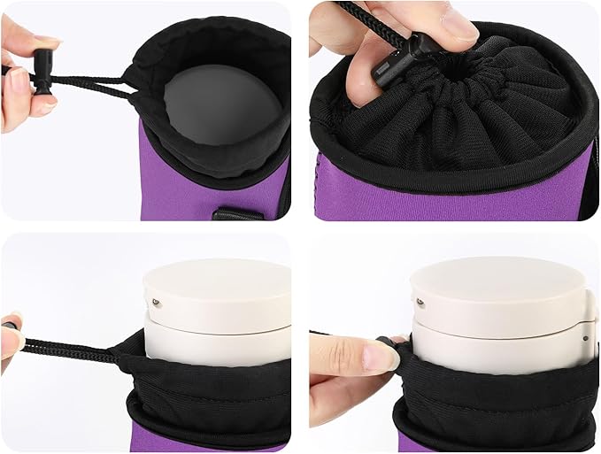 Nuovoware Water Bottle Carrier Bag,25oz/40oz/64oz Bottle Pouch Holder,Adjustable Shoulder Hand Strap 2 Pocket Sling Neoprene Sleeve Sports Accessories for Hiking Travelling Camping