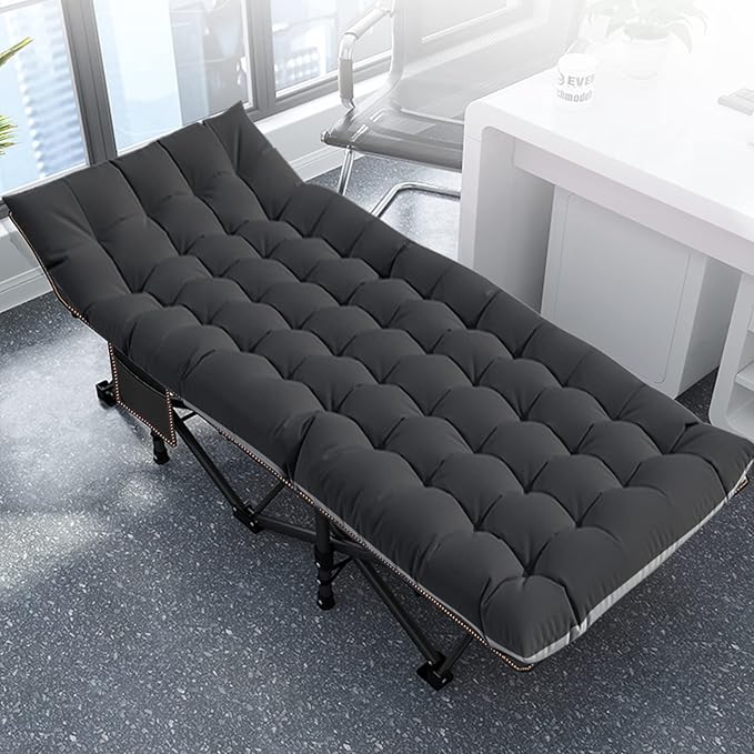 Slsy Folding Camping Cot for Adults with Pad, Padded Portable Sleeping Cots, Camp Bed with Carry Bag for Outdoor Travel, Beach, Hiking