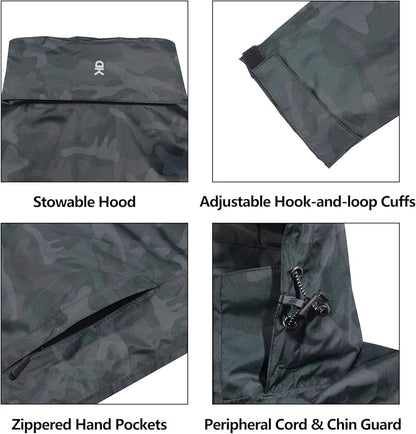 Little Donkey Andy Men's Waterproof Rain Jacket Outdoor Lightweight Rain Shell Coat for Hiking,Golf,Travel