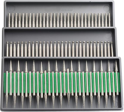 90Pcs,3mm Cylinder Ball Tapered Burr set,3mm Shaft,Diamond Stone Abrasive Burs Grit Bits for Rotary Tool Grinding Jewelry Lapidary Woodworking (90Pcs 3mm Cylinder Ball Tapered)