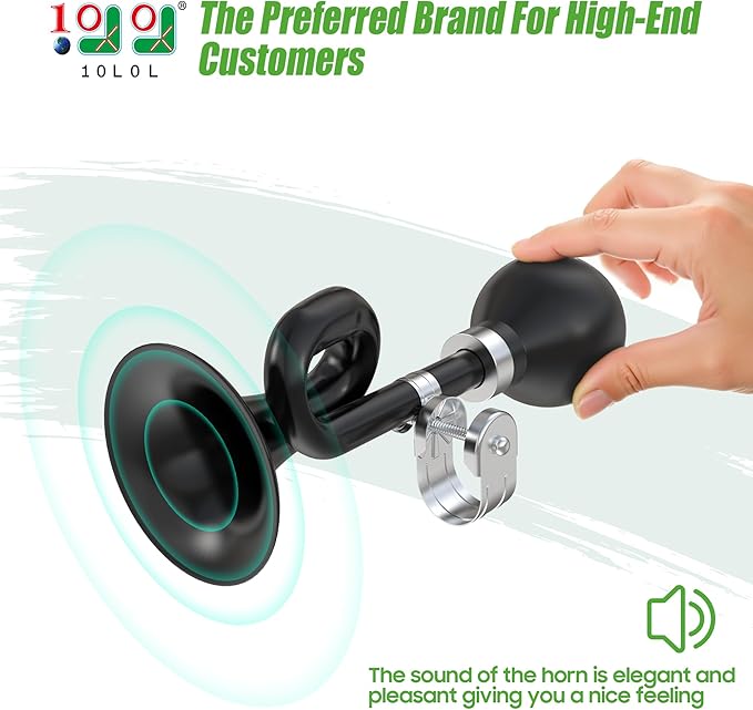 10L0L Golf Cart Bugle Horn, Retro Chrome Snail Air Horn for Yamaha, EZGO, Club Car | Loud & Classic Safety Horn | Universal Fit for Golf Carts, Bikes, Boats | Stainless Steel & Weatherproof