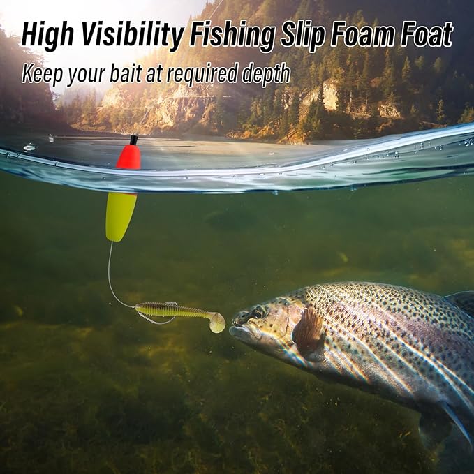 Dr.Fish 15 Pack Fishing Float Cigar Foam Bobbers Peg Floats Slip Fishing Corks Bobber for Santee Catfish Rig Crappie Freshwater Saltwater