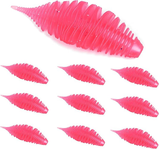 Soft Swimbait Lures, Soft Plastic Fishing Lures Kit, Bass Fishing Lure Swim Baits with 5 Color, Threaded Small Needle Tail for Trout, Crappie, Bass, Redfish, Freshwater, Saltwater