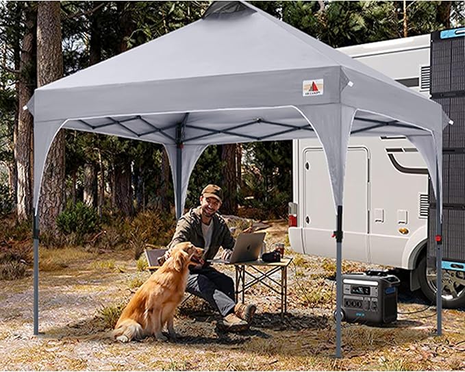 ABCCANOPY Outdoor Pop up Canopy Tent, 10x10 Instant Portable Canopy for Camping, Beach, Backyard,Gray
