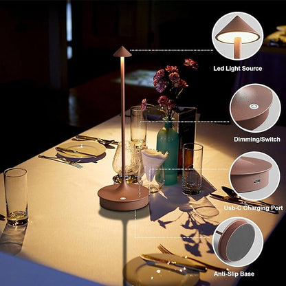 Cordless Table Lamp Rechargeable LED Table Lamps Battery Operated 4000mAh Touch Dimmable Wireless Lamp Waterproof Portable Outdoor Table Light for Restaurants and Dining Home Indoor/Outdoor Use
