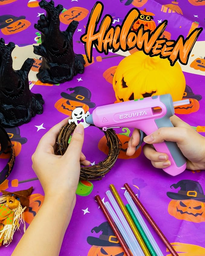 4V Pink Cordless Hot Glue Gun Kit with 30 Multi-Color Glue Gun Sticks, Fast Preheating, USB-C Rechargeable with 2600mAh Built-in Battery, Less-Drip Hot Melt Glue Gun for DIY, Crafting, Art