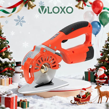 VLOXO Cordless Electric Rotary Scissors Power Fabric Cutter Rechargeable Rotary Cloth Scissors Adjustable Speed Electric Cutter with 2 Battery for Cutting Fabric Carpet Leather Multi-Layer Cloth