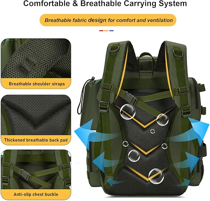 Fishing Backpack with Tackle Boxes 45L Fishing Tackle Backpack Bag Tackle Box, Outdoor Waterproof Large Tackle Bag Gear Storage Bag for Fishermen Christmas Birthday Gifts (Green)