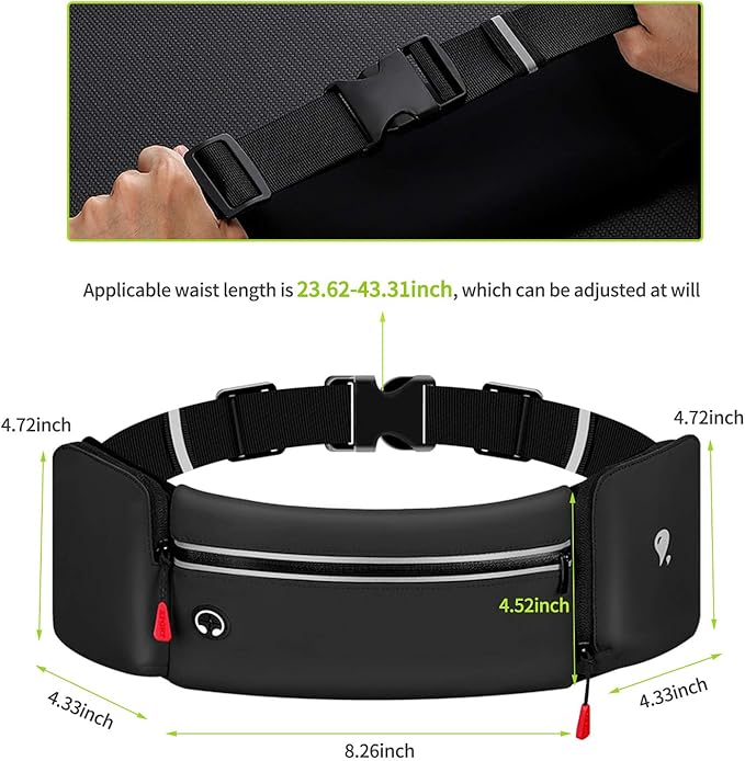 Hydration Running Belt for Women Men Running Fanny Pack with Foldable Water Bottle Holder (Bottles NOT Included) for Walking No Bounce Adjustable Waist Pouch for Runners Jogging