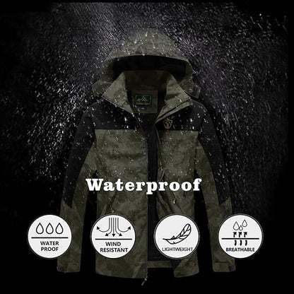 GIISAM Rain Jacket for Men, Mens Waterproof Raincoat Lightweight Rain Jackets Outdoor Rain Coat Windbreaker with Hood