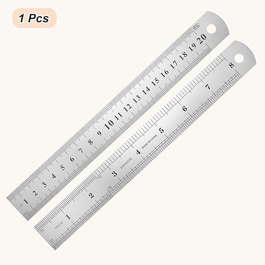 HARFINGTON Steel Ruler 8" x1-1/32 Machinist Metal Ruler Carbon Steel Metric Straight Edge Measuring Tools 0.3mm Thick for Engineering Architect Drawing Home Office