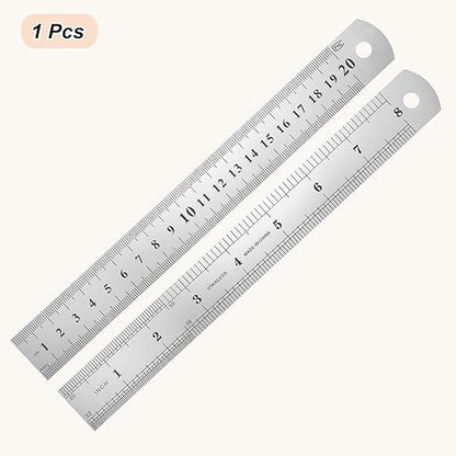 HARFINGTON Steel Ruler 8" x1-1/32 Machinist Metal Ruler Carbon Steel Metric Straight Edge Measuring Tools 0.3mm Thick for Engineering Architect Drawing Home Office