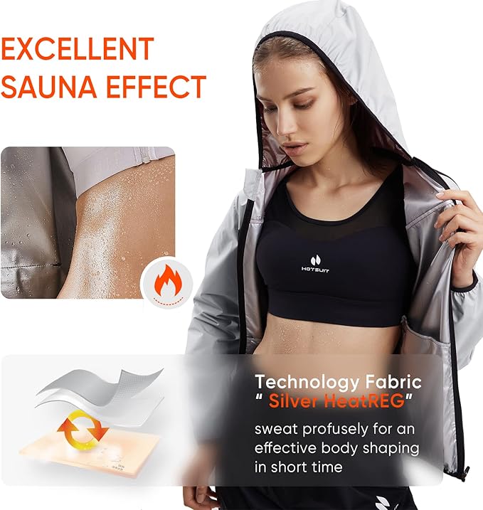 HOTSUIT Sauna Suit for Women Weight Loss Sweat Suits Sauna Jacket Pant Machine Washable Anti Rip for Gym Workout Exercise