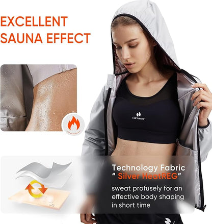 HOTSUIT Sauna Suit for Women Weight Loss Sweat Suits Sauna Jacket Pant Machine Washable Anti Rip for Gym Workout Exercise