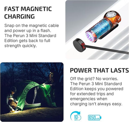 OLIGHT Perun 3 Mini Headlamp 1250 Lumens LED Head Flashlight,Rechargeable Headlight with Red Light Option,Perfect for Working, Hiking, Camping and Climbing (Cool White 5700K~6700K, Ghost Blaze)