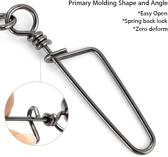 Dr.Fish 30 Pack Barrel Snap Swivels, Barrel Swivels Fishing Tackle Crane Rolling Coast Lock Snap Lure Leader Line Connector Fresh&Saltwater