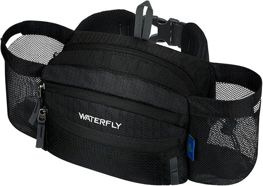 WATERFLY Fanny Pack Waist Bag: Waist Pack for Women Men with Two Water Bottle Holder Hiking Fanny Pack for Running Walking DogWalking Travel Cycling