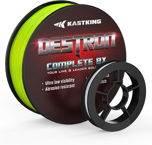 KastKing Destron Braided Fishing Line, Highly Abrasion Resistant, Improved Knot Strength, Ultra-Thin Diameter Superline, Zero Stretch & Memory, CFT “Color Fast Technology”, 75% Thinner Than Mono