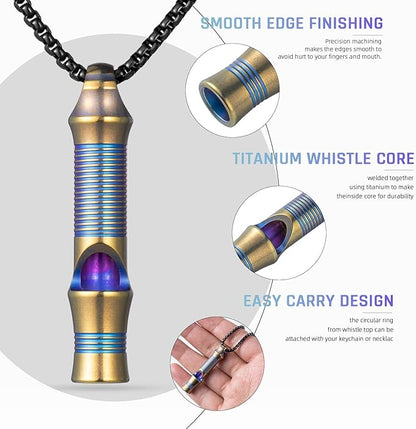TISUR Titanium Emergency Whistle,EDC Safety Whistles Necklace Loud up to 120db,Survival Whistles for Survival,Hiking,Camping,Pets Training