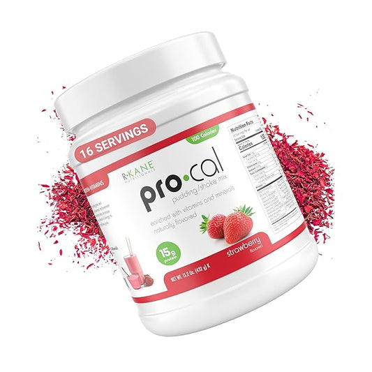 Pro-Cal Strawberry Meal Replacement Powder - High Protein, Low Calorie Shake & Pudding Mix - Low-Carb, Gluten Free - Breakfast Boost - Delicious & Easy to Prepare - 16 Servings, 15.2oz