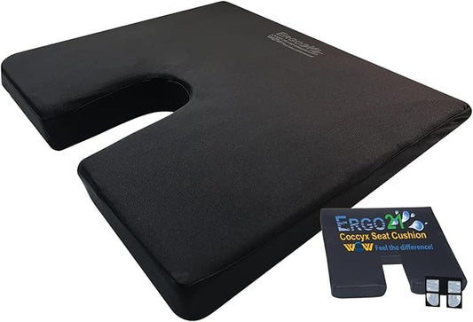ERGO21 LiquiCell Coccyx Seat Cushion, Aid for Tailbone Pain Relief, Sciatica Pain, Back Support | Donut Like Butt Pillow for Long Hours Sitting at Home/Office Chair (17.5" W x 15.5" L x 2" H)