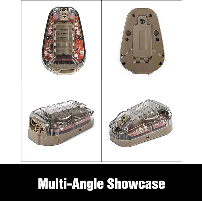 Tactical Helmet IR Strobe Light, Identification Light with Optional 4 Modes, Survival Signal for Outdoor Sports (Brown Base-Red)