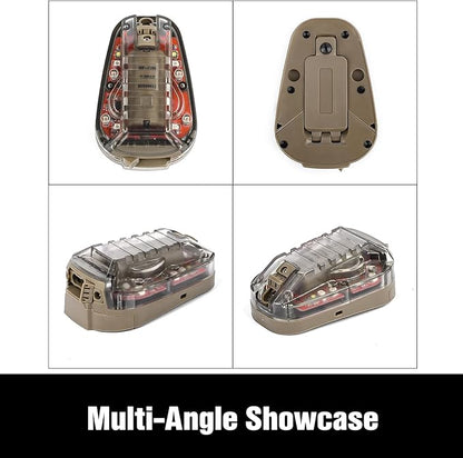 Tactical Helmet IR Strobe Light, Identification Light with Optional 4 Modes, Survival Signal for Outdoor Sports (Brown Base-Red)