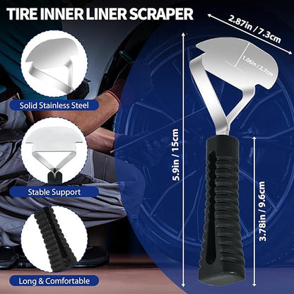 33PCS Tire Repair Patch Tools Tire Patch Kit, 30PCS Tire Patches(32mm/ 42mm/ 58mm with Tire Patch Roller, Tire Repair Buffing Wheel, Tire Inner Liner Scraper for Car Motorcycle Bike