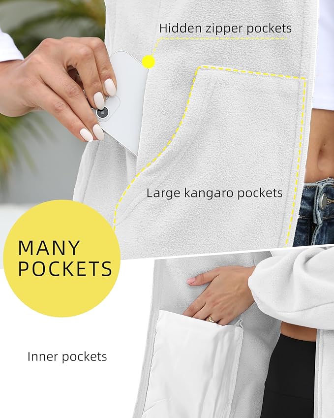 Argstar Women's Fleece Jacket with 6 Pockets (XS-2XL)