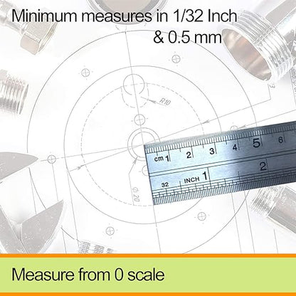 YouOKLight Metal Ruler Set, 6 inch Ruler and 12 inch Ruler. Ruler Inches and Centimeters, Metric Ruler 12 Inches, Metal Ruler 12 inch, Drawing Ruler, Precision Measuring Metal Ruler Silver