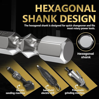 CATITO 10 Pcs 1/4" Carbide Burr Set, 1/4" Quick-Change Shank, Die Grinder Bits for Metal, Wood, Stone, Compatible with Most Rotary Tools