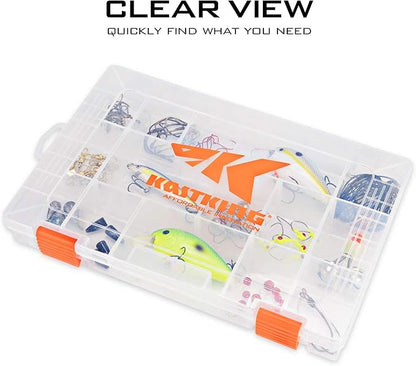 KastKing Tackle Boxes, Plastic Box, Plastic Storage Organizer Box with Removable Dividers - Fishing Tackle Storage - Box Organizer - 2 Packs /4 Packs Tackle Trays - Parts Box