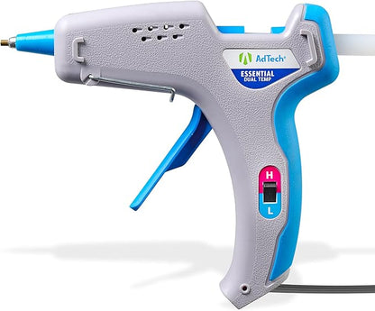 AdTech Essential Dual-Temp Hot Glue Gun | High & Low Temp for Crafting, DIY & Repairs | Ergonomic Design, 5-Foot Cord & Built-in Stand | Bonds Wood, Fabric, Metal & More