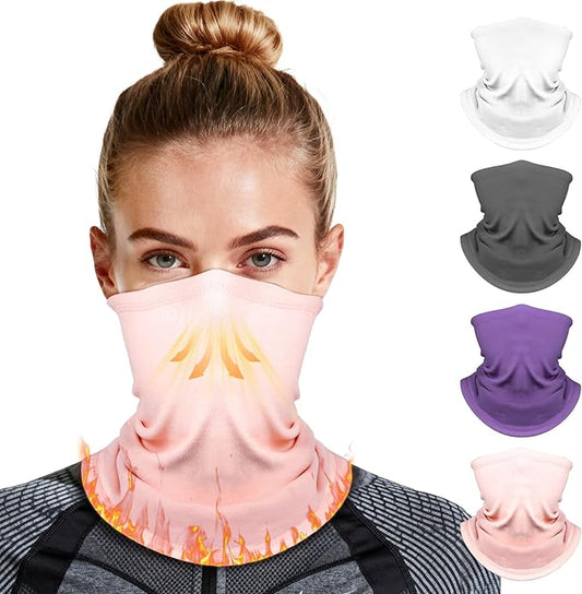 Fivali Winter Neck Warmer Gaiter: 4 Pack Windproof Face Cover Cold Weather Protection for Men Women Fleece Scarf for Skiing