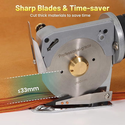 VLOXO Electric Rotary Fabric Scissors Cordless Power Fabric Cutter Rechargeable Electric Scissors for Leather with Safety Lock Multi-Layer Cutter for Carpet Canvas Cotton Include Case Black