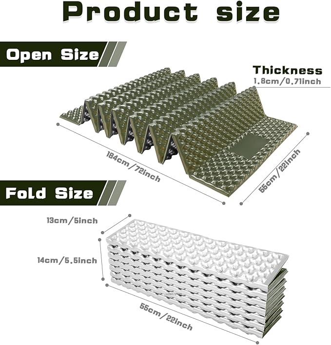 Closed Cell Foam Sleeping Pad,Folding Sleeping Pad Backpacking,Moisture-Proof Foldable Sleeping Pad, Lightweight,Sleeping Mat for Camping Hiking Backpacking Car Camping Mats