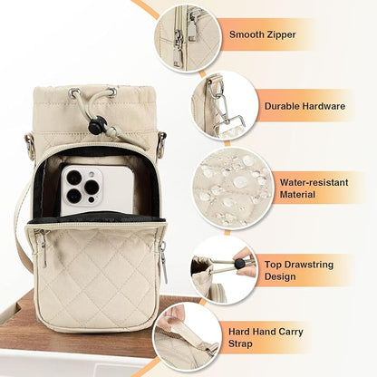 Water Bottle Carrier Bag with Strap, Water Bottle Holder Crossbody Bags for Women Men for Walking, Hiking,Cycling