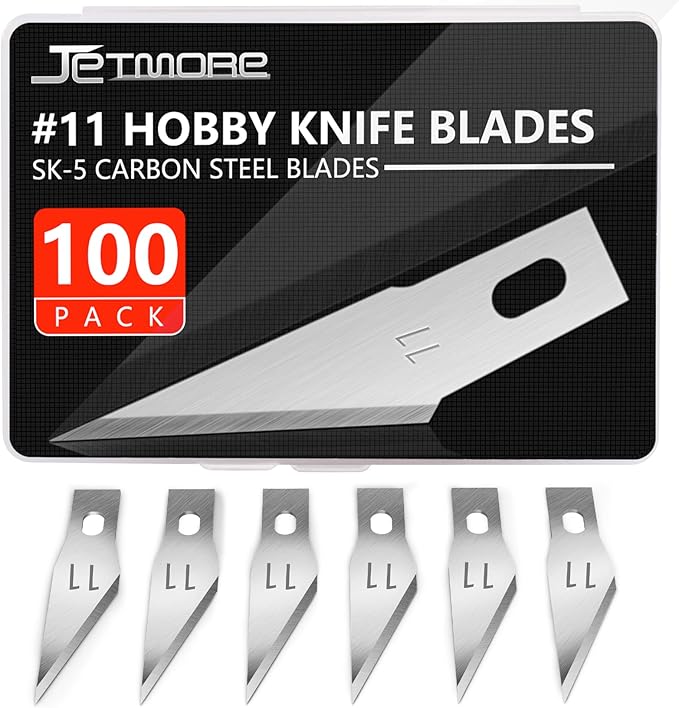 Jetmore 100 Pack Exacto Knife Blades, Hobby & Craft Knife Replacement Blades with Storage Box for Scrapbooking, Caving & Stencil