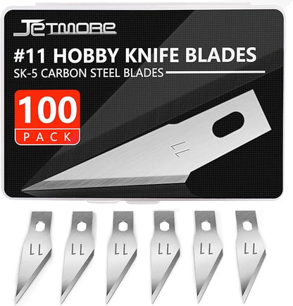 Jetmore 100 Pack Exacto Knife Blades, Hobby & Craft Knife Replacement Blades with Storage Box for Scrapbooking, Caving & Stencil