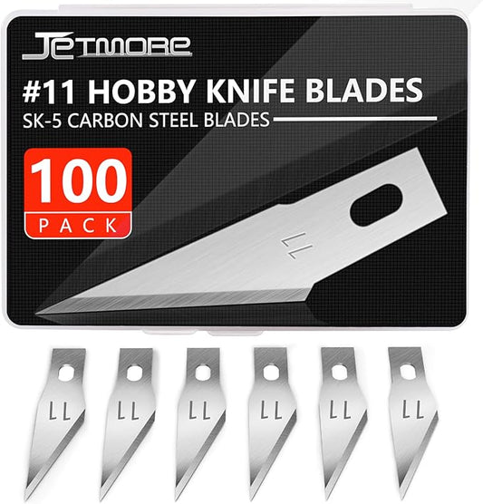Jetmore 100 Pack Exacto Knife Blades, Hobby & Craft Knife Replacement Blades with Storage Box for Scrapbooking, Caving & Stencil