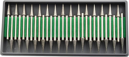 30Pcs 5mm Triangular Head,3mm Shaft,Diamond Stone Abrasive Burs Burr Grit Bits for Rotary Tool Grinding Head Jewelry Lapidary Woodworking (Triangular 5mm)