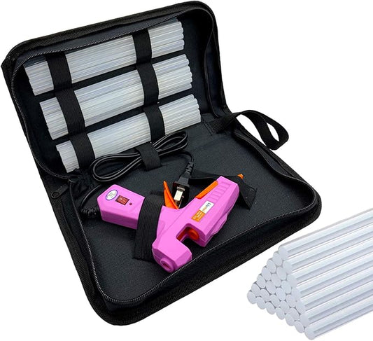 Hot Glue Gun Kit with 30pcs Glue Sticks, Mini Hot Melt Glue Gun with Carrying Case for Crafts, School DIY Arts, and Home Repair (30Watts, Pink)