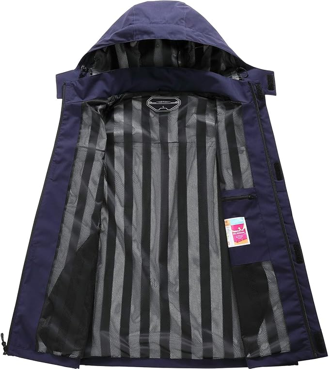 OTU Men's Lightweight Waterproof Hooded Rain Jacket Outdoor Raincoat Shell Jacket for Hiking Travel