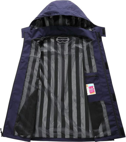 OTU Men's Lightweight Waterproof Hooded Rain Jacket Outdoor Raincoat Shell Jacket for Hiking Travel