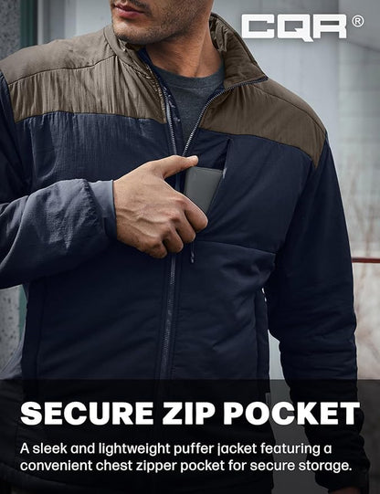 CQR Men's Lightweight Insulated Jacket, Windproof Packable Water Resistant Warm Active Coat for Hiking Work Outdoor Tactical