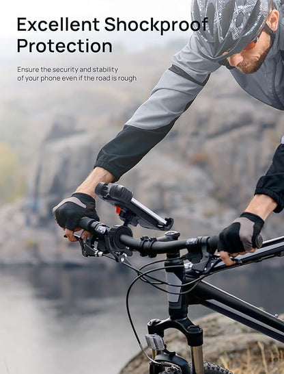 Bike Motorcycle Phone Mount,[Super Stable Metal] Bike Motorcycle Phone Holder with Security Lock, Bicycle Phone Mount with Soft Cushion & Adjustable Clip Compatible with 4.7''-6.8'' Phone