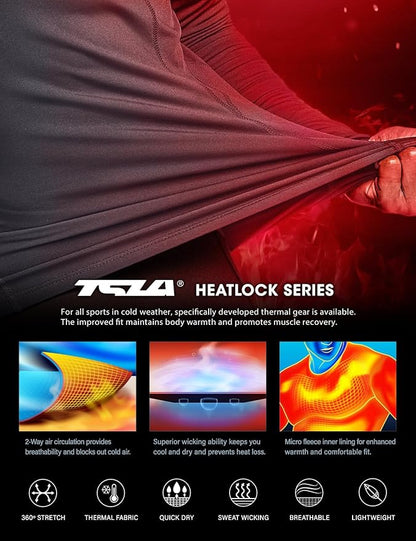 TSLA Men's Thermal Long Sleeve Compression Shirts, Athletic Base Layer Top, Winter Gear Running T-Shirt