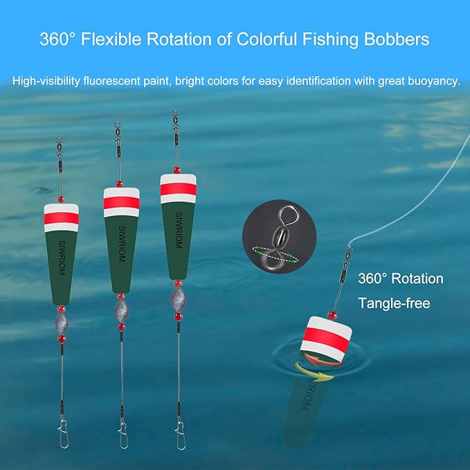 Popping Corks Floats for Saltwater Fishing Bobber, 4PCS Weighted Bobbers Inshore Fishing Popping Cork Float Rig Rattle Popper for Redfish Speckled Trout Sheepshead Flounder Fishing Tackle